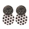 Retro acrylic black and white polka dots round silver needle stud earrings fashionable simple geometric temperament high sense earrings women