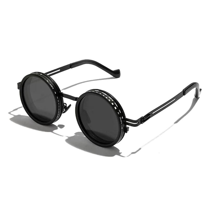SHAUNA Retro Metal Round Punk ND9-level Adjustable Dimming Sunglasses Women Polarized UV400 Fashion Men Outdoor Sun Glasses