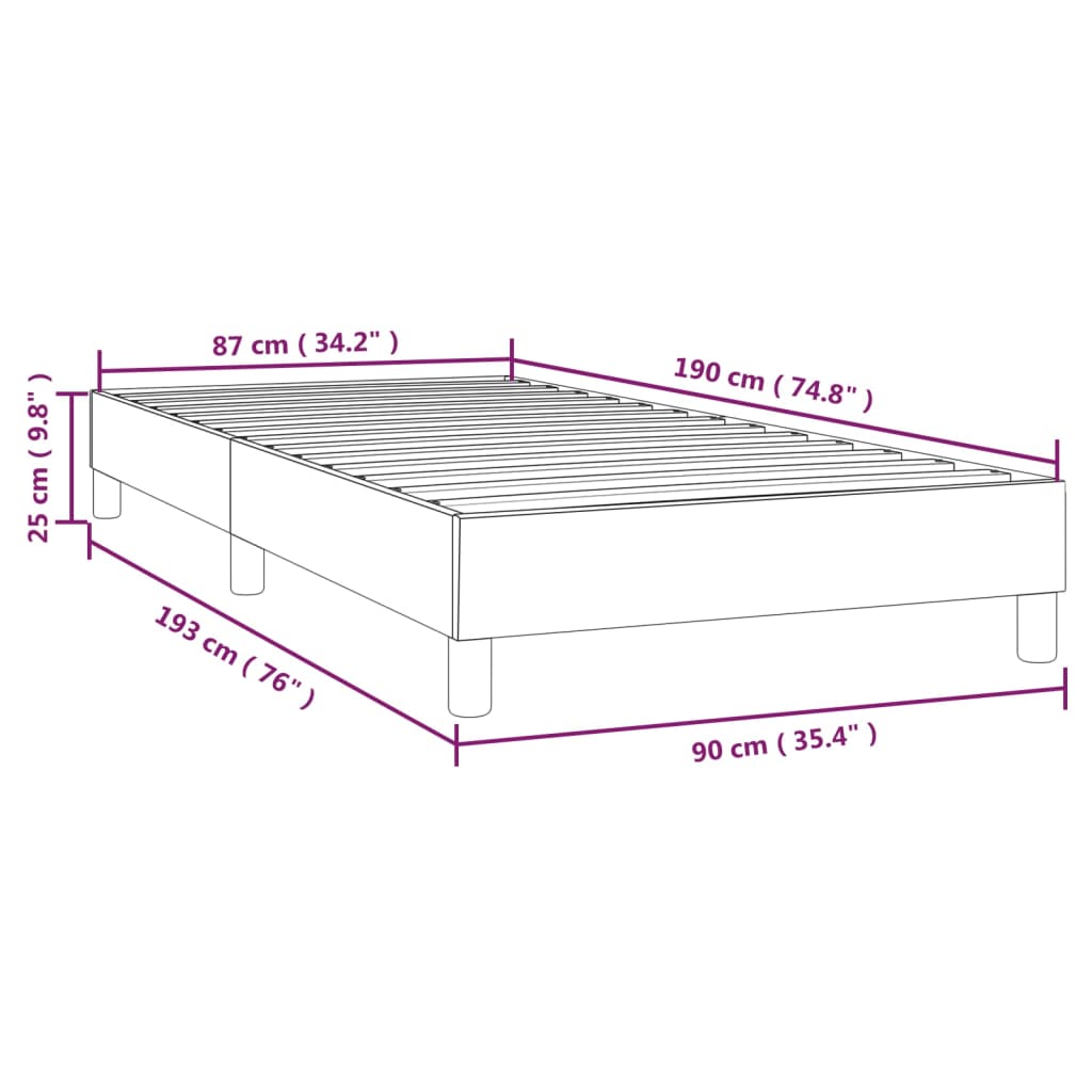 Box Spring Bed Frame Black 90 x 190 cm Faux Leather