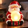 Small Santa Statue for Display Light Up Claus Figurine Christmas Holding Glowing Crystal Ball Warm Indoor Seasonal Ornament Night Light Tabletop