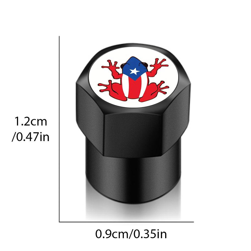 Puerto Rico Coqui Frog Decal Flag Design Car Wheel Tire Air Valve Caps Stem Car Stickers For Cars Motor Auto Universal Accessories Gift for Men Woman