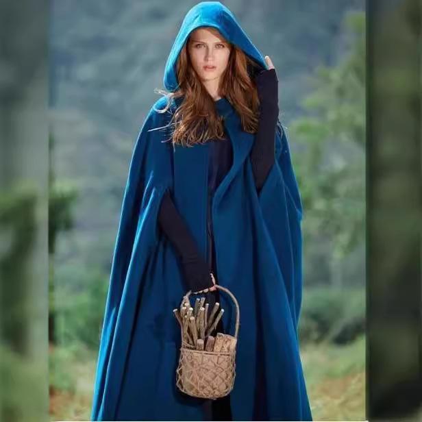 Halloween Costumes for Adult Women Medieval Cosplay Retro Lace Long Cloak with Hat Party Renaissance Noble Woman Costume