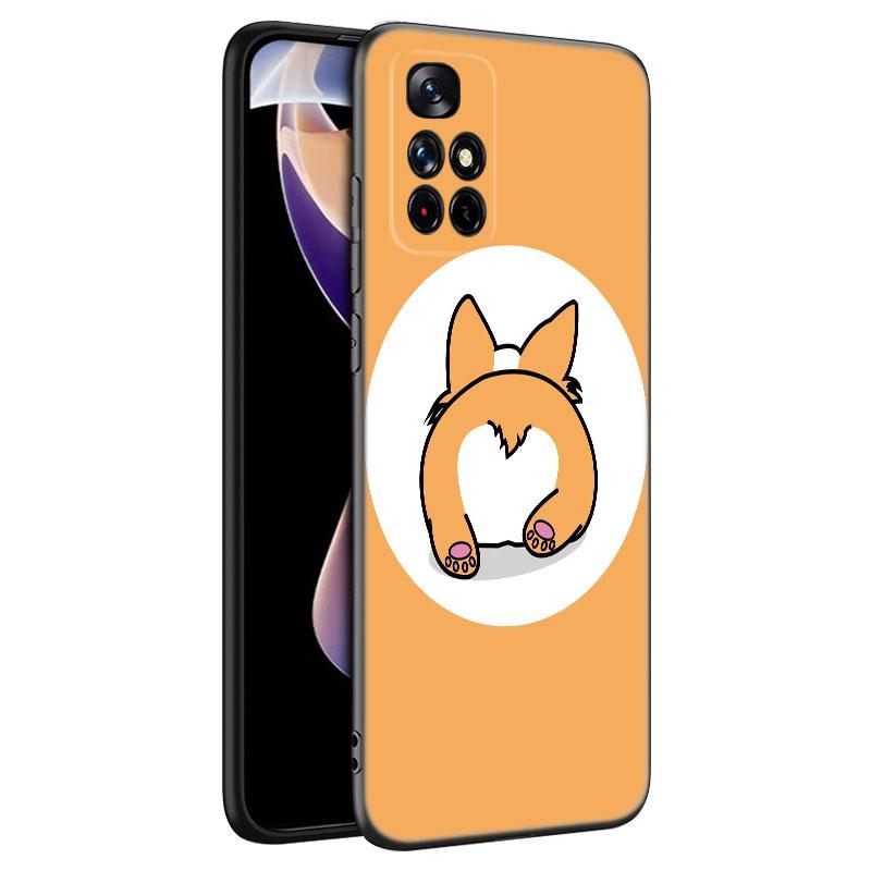 

Мультяшный корги собака черный силиконовый чехол для телефона для Xiaomi Redmi Note 10 11 11S 12 13 4G 8 9 11T Pro 5G Plus 8T 9S 10S 12S Redmi Note 11 Pro