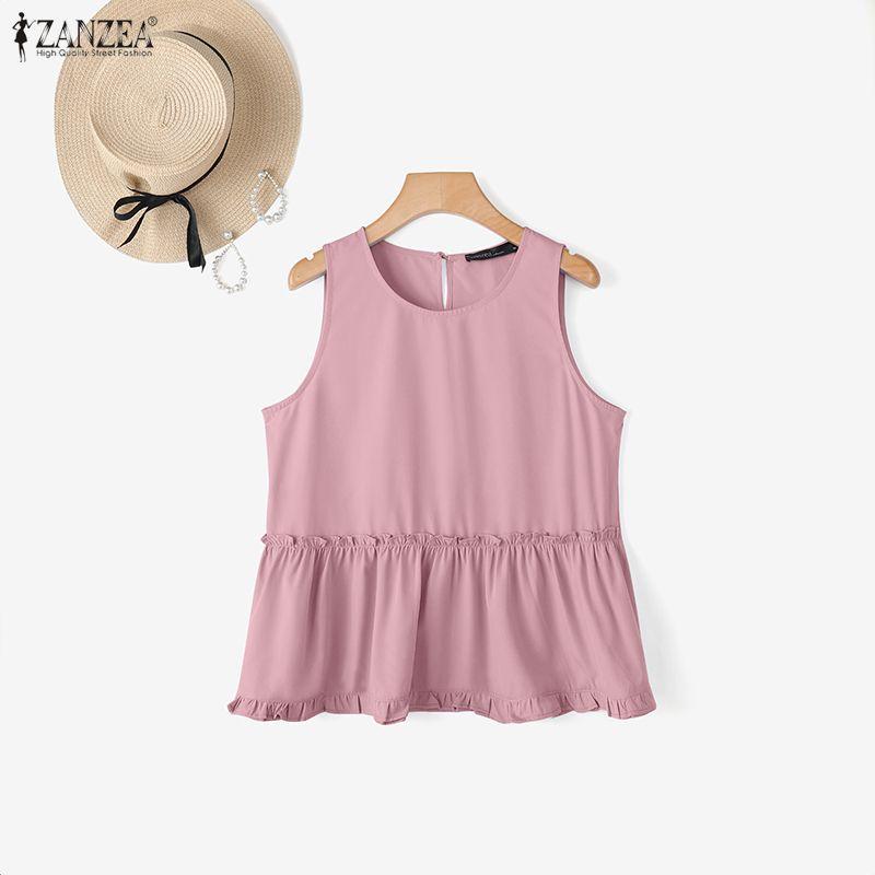 ZANZEA Women Summer Casual Round Neck Sleeveless Tank Tops