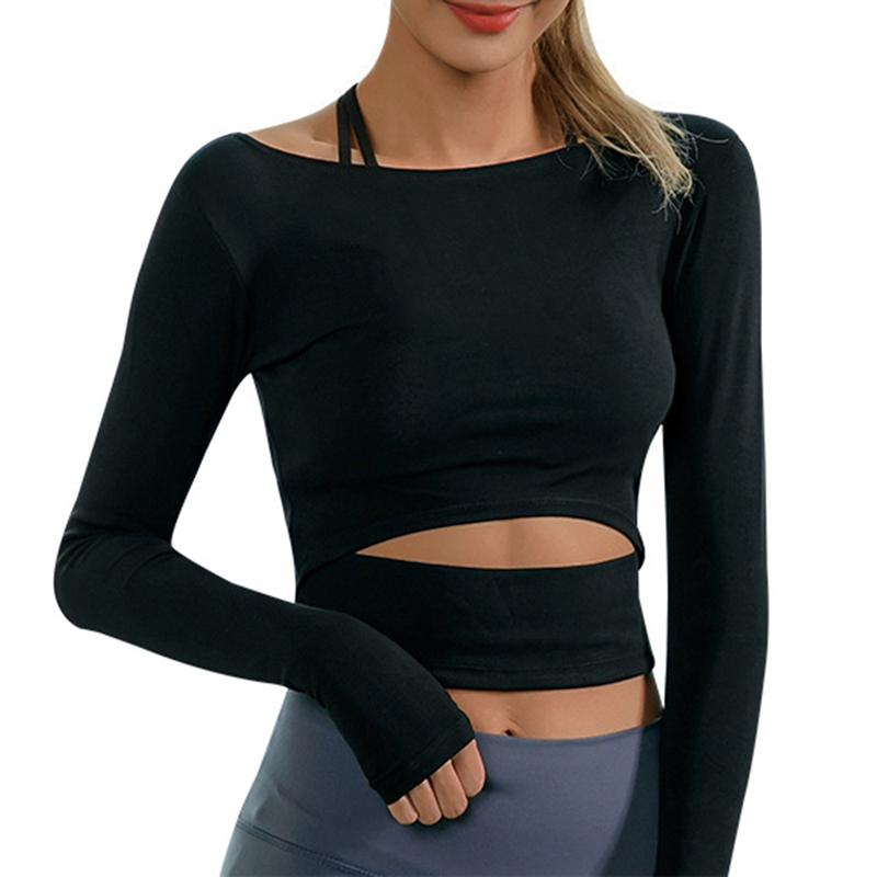 LASPERAL Womens Yoga Gym Crop Top Cross Wrap Workout Athletic Long Sleeve  Shirt купить недорого — выгодные цены, бесплатная доставка, реальные отзывы  с фото — Joom