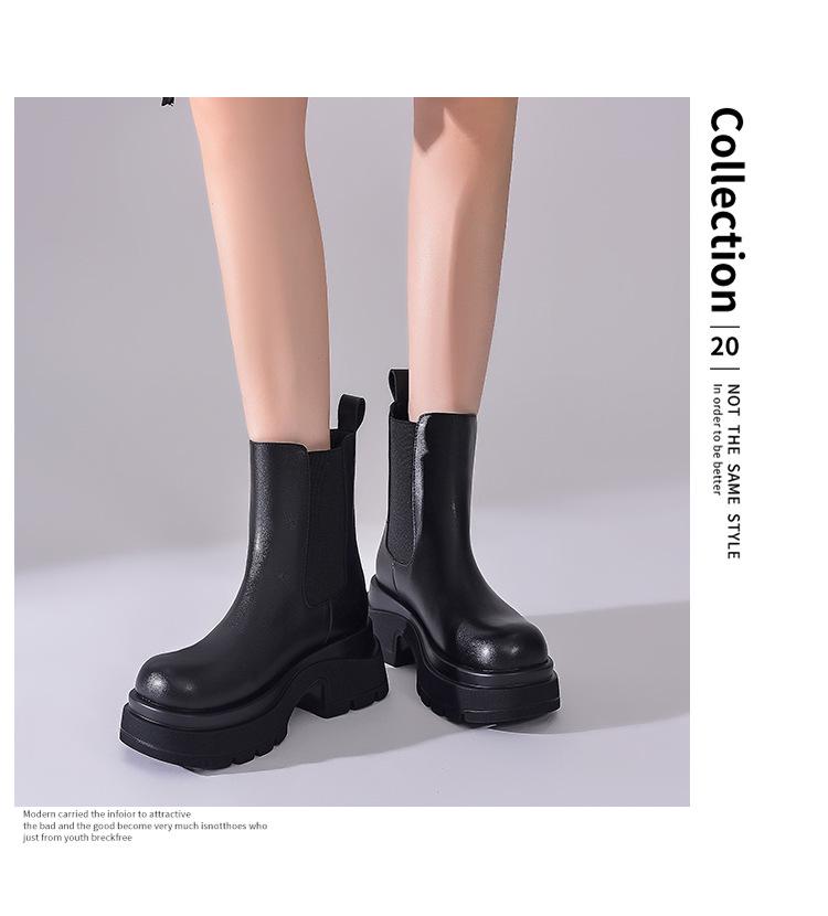 2025 Women's Black Chelsea Martin Boots: Chunky Heel, Round Toe, Platform Design