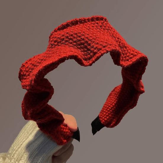 Hair Hoop Non-Pressing Design Soft Knit Headband Wide Pleated High Hair Accessory Crown Autumn Winter