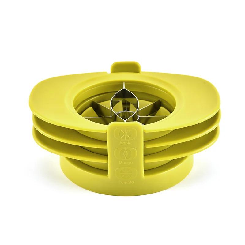 Fruit Cutter Slicer, 4 In 1 Apple Slicer with Vegetable Peeler & Cleaning Brush Mango Cutter Corer Remover Tomato Wedges