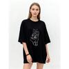 Oversized T Shirt Black Hand Eye Symbol Print Casual Streetwear Fashion Top for Women