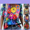 Sommer-Freizeit-T-Shirt mit Blumenprint und V-Ausschnitt für Damen