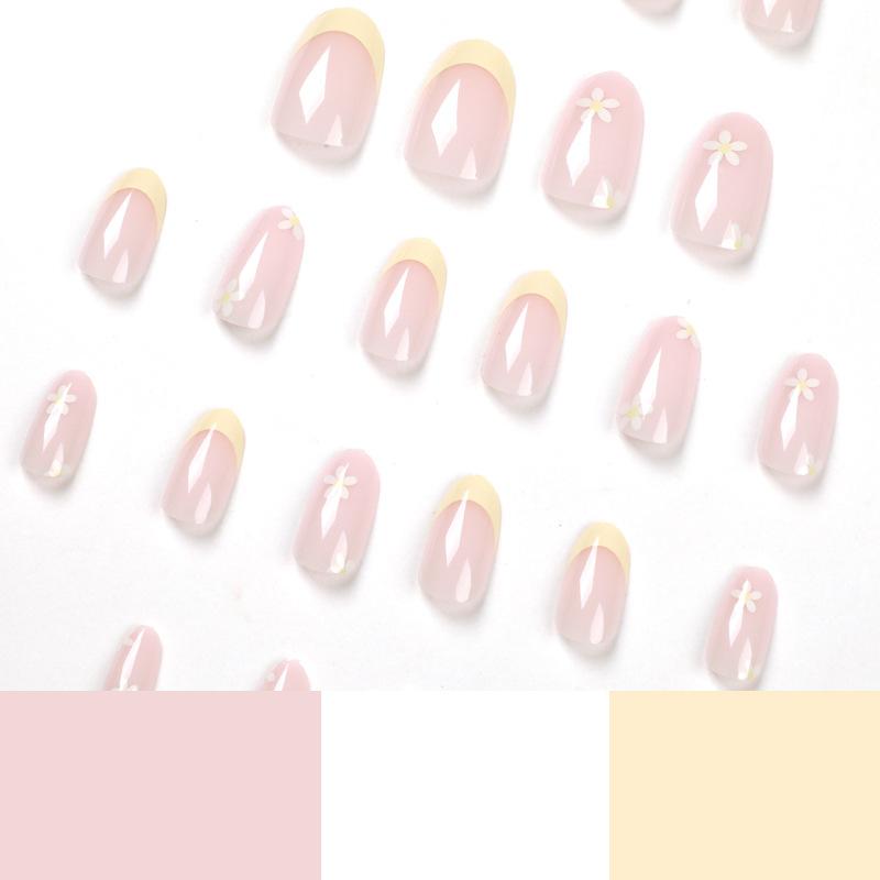 Nail art patch small flower French yellow edge wearing nail art finished nail piece, wearing nail press on nail