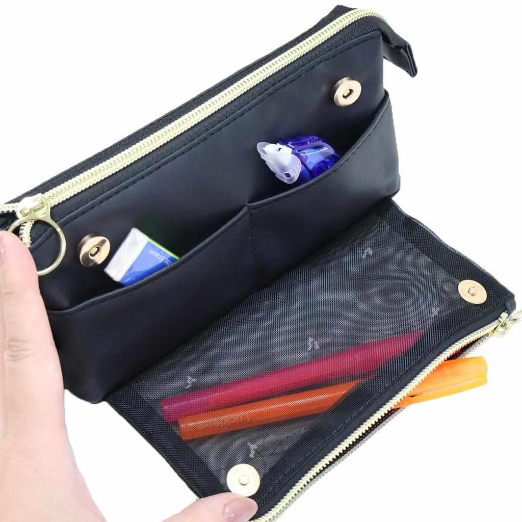 Kamio Japan Pen Case Triangle Multi Pen Case Mesh Ribbon 229536