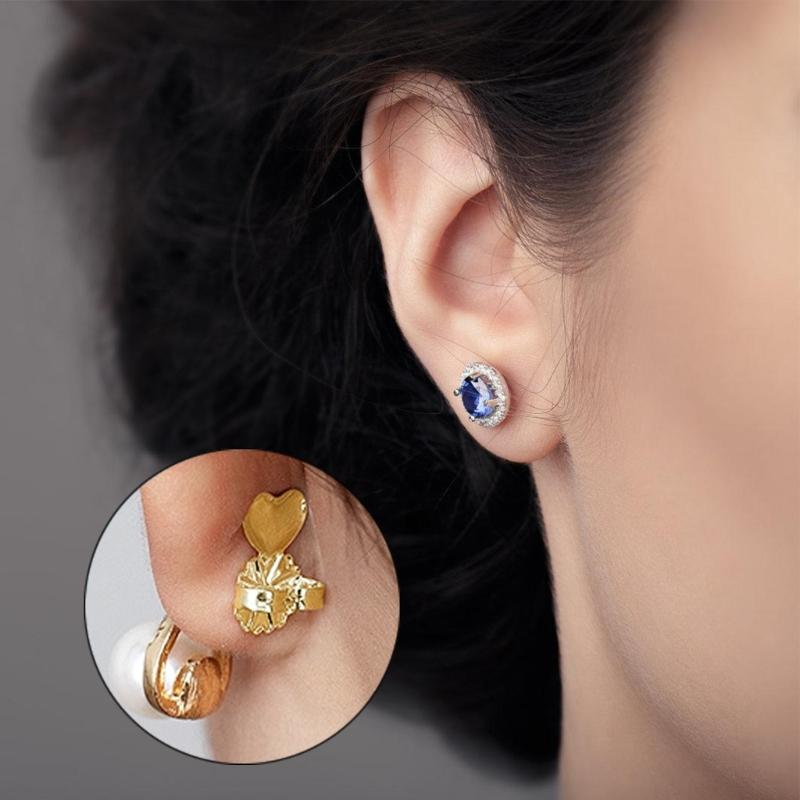 6Pairs Earring Lifters Support Backs for Heavy Earrings Adjustable Ear Lobe Lift with Storage Box Earrings Support