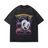 High Street Men'S T-Shirt Beauty Tide Vintage Cartoon Printing Washed Cotton Short Sleeve T-Shirt Men