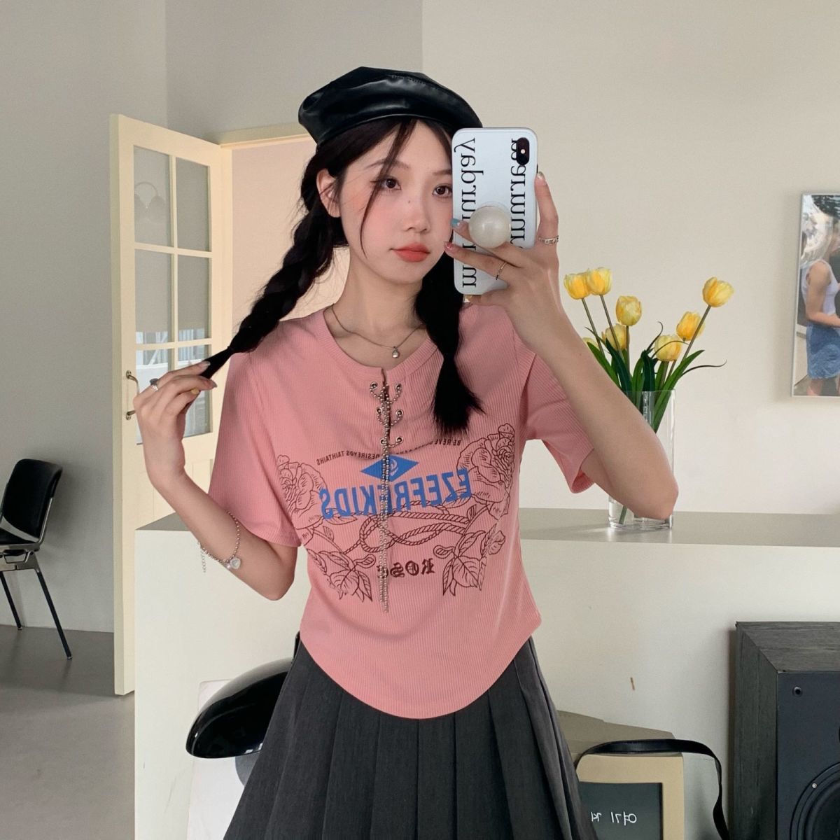 

Женские футболки Y2K Ретро с принтом Короткий рукав Повседневные футболки для женщин Женские футболки для вечеринки XL розовый