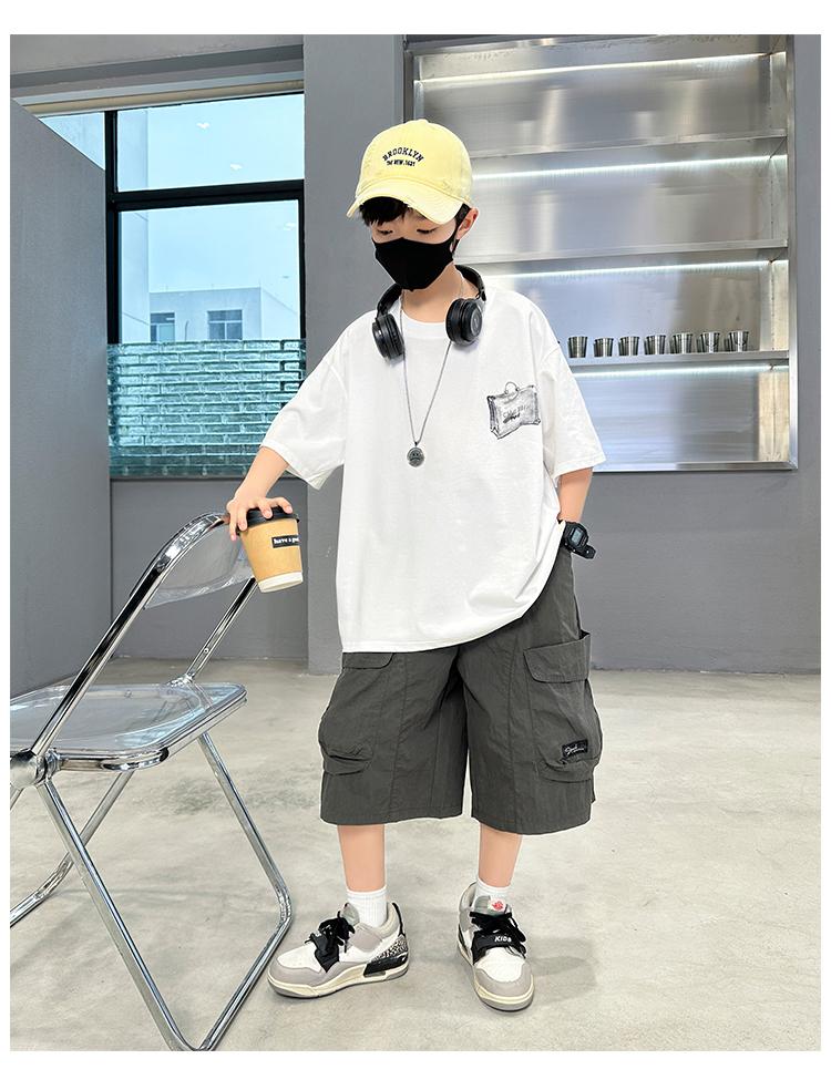 Boys' Short sleeved Set Summer Thin Edition 2026 New Children's Clothing Rascal and Handsome Casual Sportswear Boys' Summer Fashion