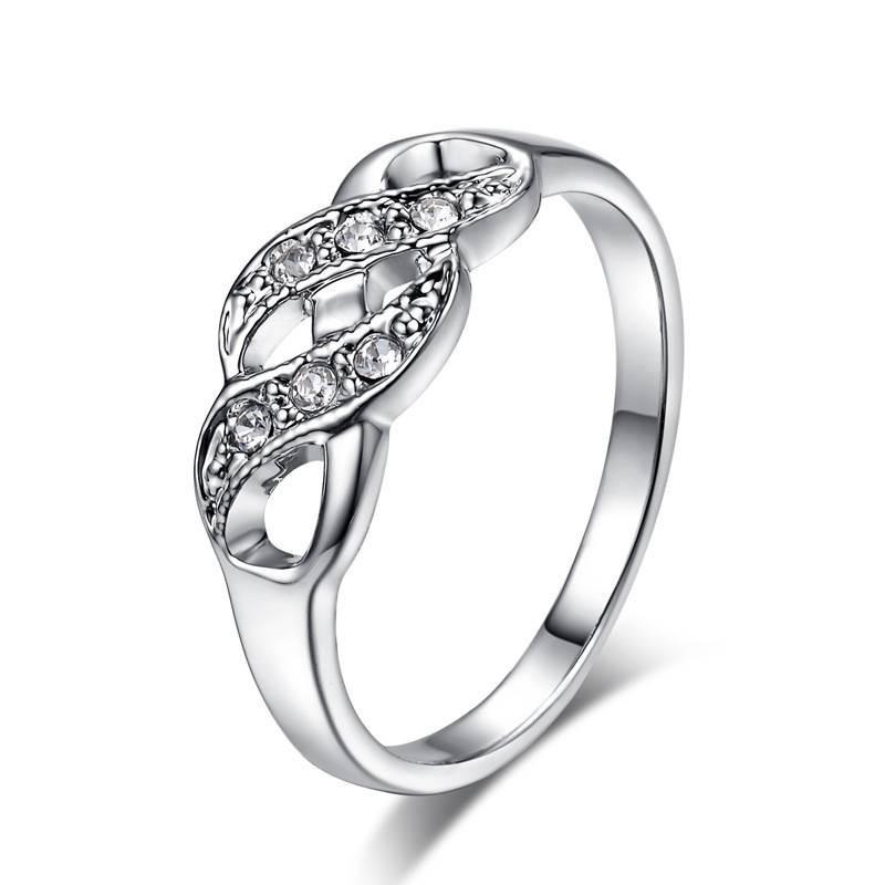 Spiral Fashion Double Jewelry High Quality Womens Ring Shiny Silver Four Sizes