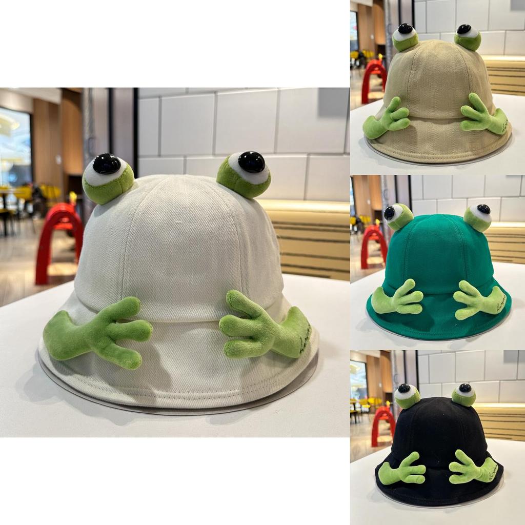 Chic Fisherman Frog Hat Womens Cartoon Sunshade Bucket Hat For Spring Summer