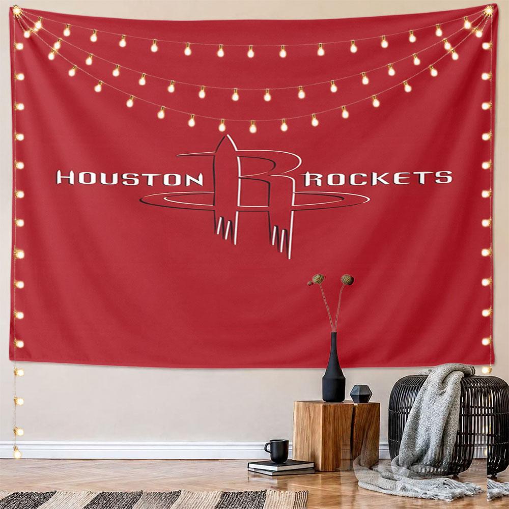 Houston Rockets Logo Red Design Pattern Wall Hanging Tapestry Decorative Tapestry Home Decor for Bedroom and Living Room