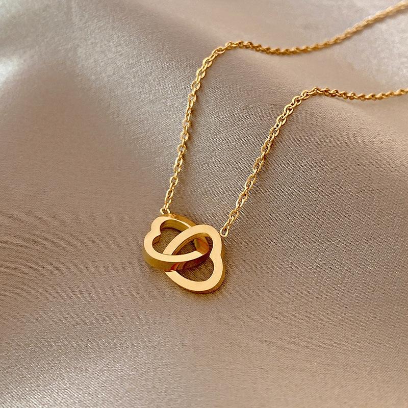 Custom 316 Stainless Steel Jewelry Gold Plated Butterfly Heart Bow Pendant Simple Zircon Necklace Jewelry for Women