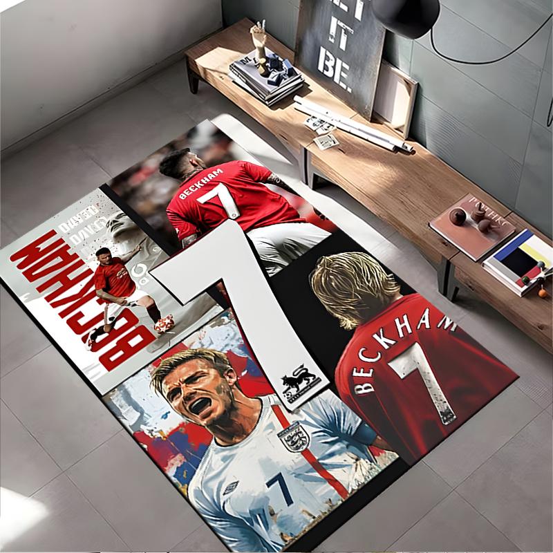 Sports Area Rug, David Beckham England Man Utd 7 Collage Poster, Fan Cave Decor, Non-Slip Mat