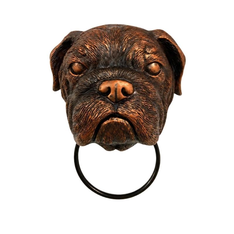 Decorative Animal Door Knocker with Raised Head and Lifting Handle for Wood, Metal, Garden, Entry, and Shop Entrances