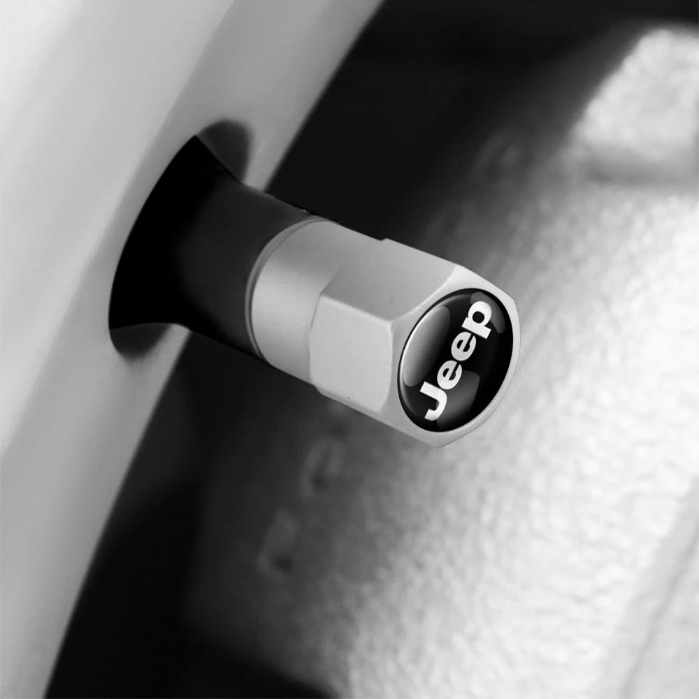 4Pcs Black Metal Car Tire Valve Stem Caps for Jeep Renegade Wrangler Grand Cherokee Patriot Compass Auto Wheel Accessories