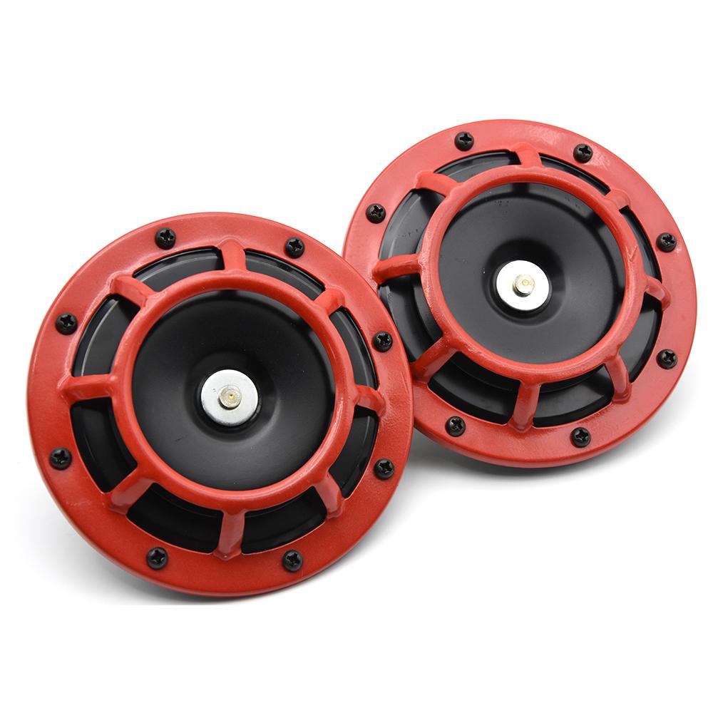 

2 шт. красный Hella супер громкий компактный электрический звуковой сигнал комплект 12 В 115 дБ для мотоцикла автомобиля круглый гудок 12V