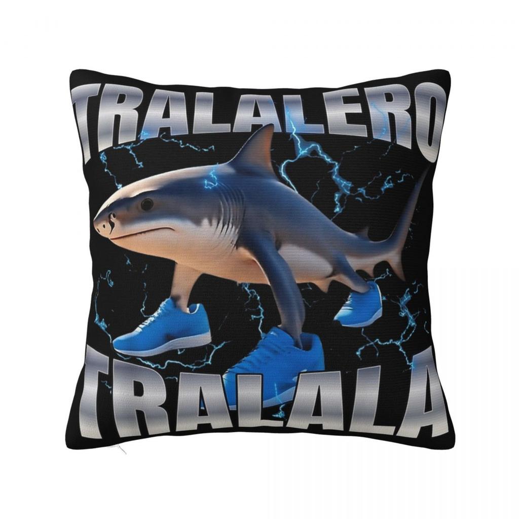 Tung Tung Tung Sahur Square Pillow Cases Italian Brainrot Meme Cushion Cover Vintage Polyester Decor Pillowcase for Living Room