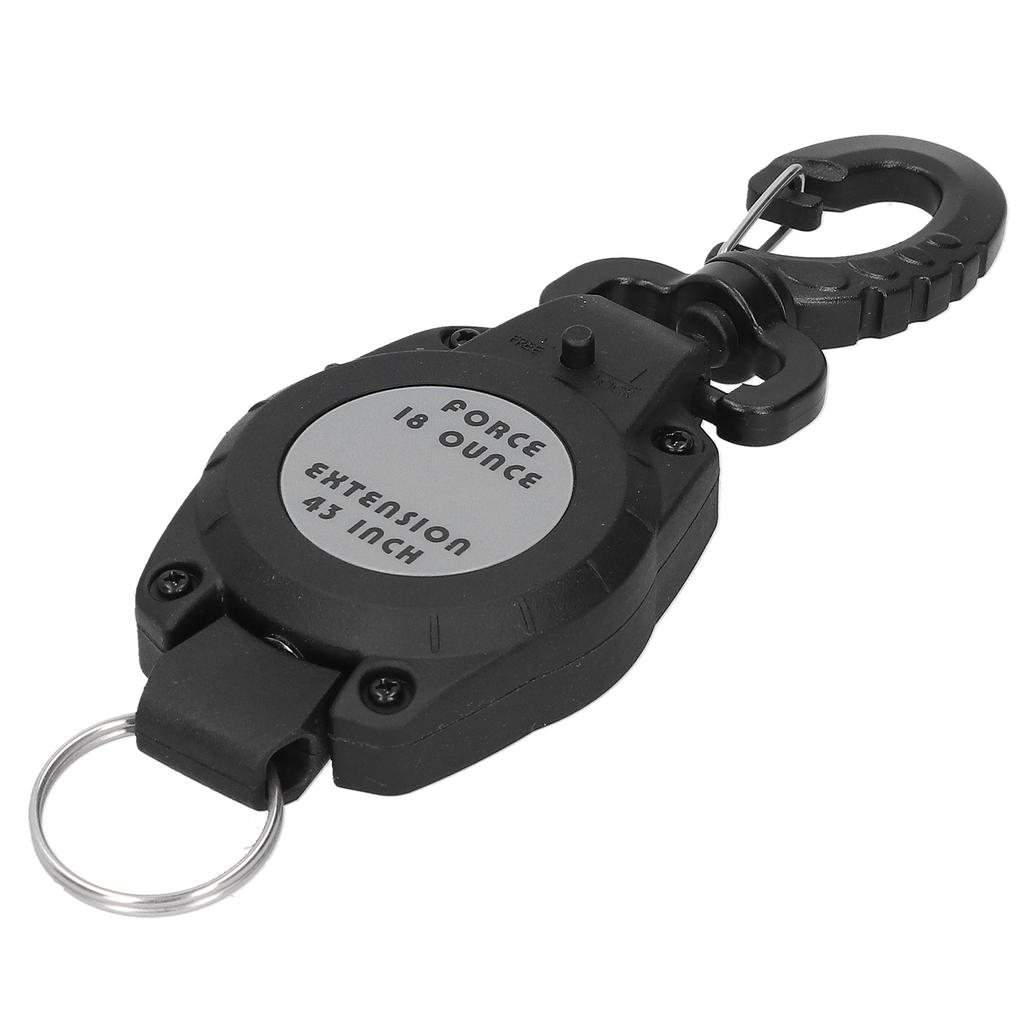 Black Retractable Keychain Telescopic Carabiner Holder AntiLost Diving Hook Key Ring