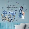 Květina Motýl Samolepky na zeď Obtisky, Dívčí Nástěnné Umění Dekor PVC Tapeta Samolepicí pro