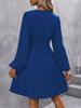 Asymmetric Neck Lantern Sleeve Ruffle Waist Dress