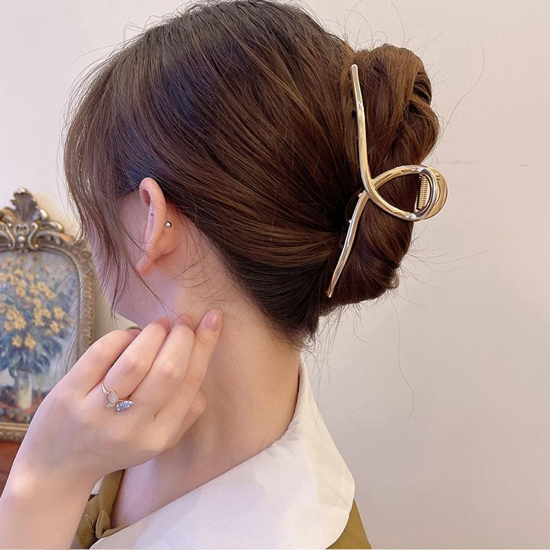 New Extra Large Metal Hair Claw Glossy Grab Clip Ponytail Clip Alloy Cross Hair Clip Fashion Hair Accessories Hair Pin