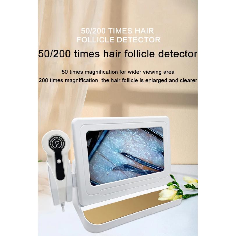 10 Inch LCD Scalp Detector Digital Hair Skin Analyzer Microscope for Hair Follicle Testing and Skin Analysis Magnifier 50/200X