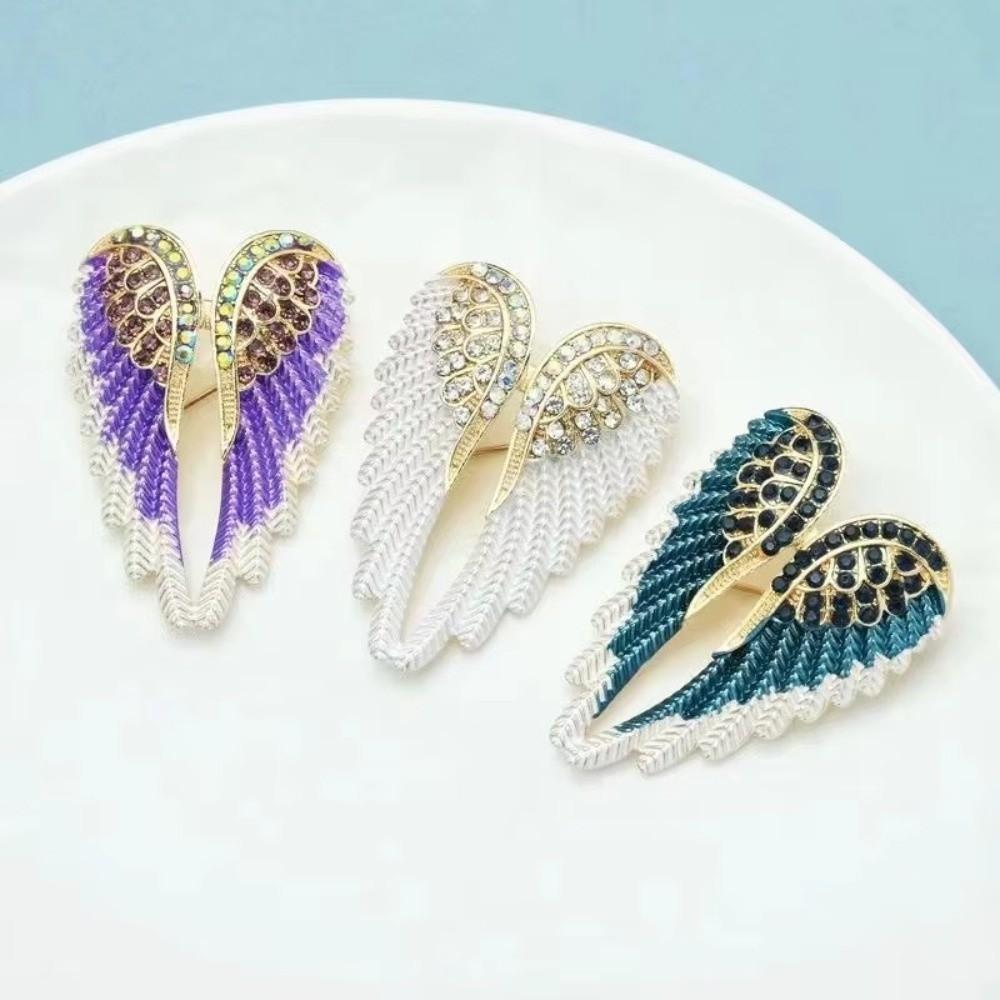 Sparkling Rhinestone Angel Wings Brooch Angel Wings Design Versatile Jewelry Brooch  Women