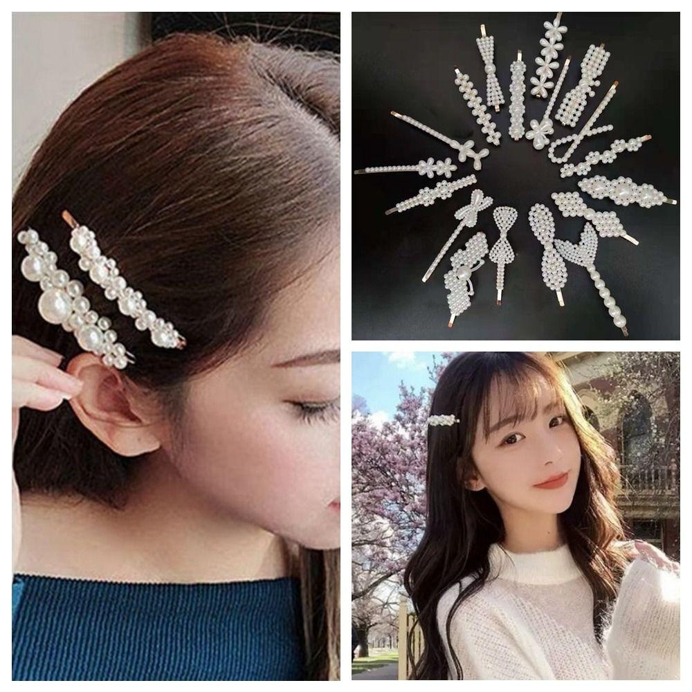18pcs/set Side Clip Pearl Hairpin Set Bangs Clip Duckbill Clips Elegant Zinc Zinc Alloy Hair Clips Lady