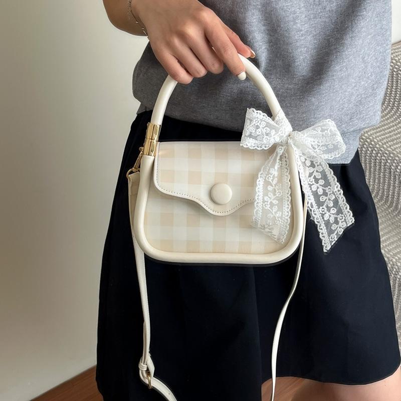 Neue vielseitige Handtasche Kleine quadratische Tasche Vielseitige Umhängetasche Karierte Umhängetasche Damentasche