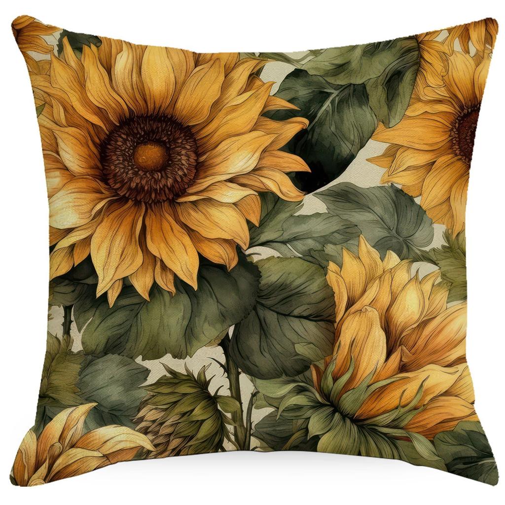 Flowers And Plants Sunflower Linen Pillow New Sofa Pillow Home Printed Pillow Case Premium Durable Quality Useful