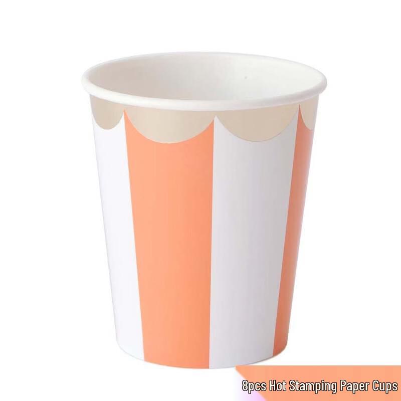 OIMG Orange Stripe Paper Plate Set