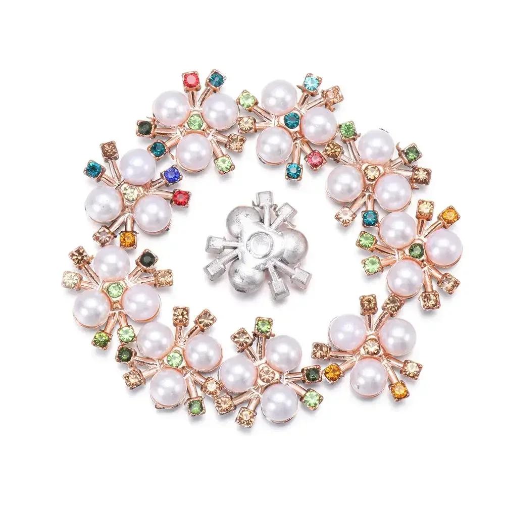 

25мм Квіткові Стрази Кнопки Перлова Кнопка Одяг DIY Сплав Діамант Кристал Бант Аксесуари Декоративні Елементи для Одягу Шиття