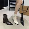 Fashion SUOJIALUN 2025 New Brand Women Ankle Boots Fashion Pointed Toe Square High Heel Short Boots Back Zipper Dress Chelsea Boots Shoe