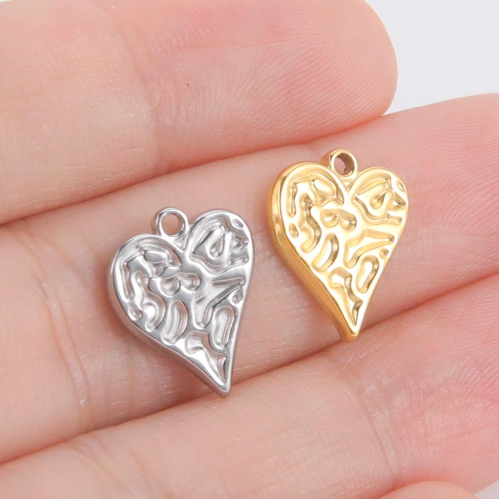 Teamer 5pcs/lot Love Heart Pendant Charms for Jewelry Making Stainless Steel Charms DIY Necklace Bracelet Accessories Supplies