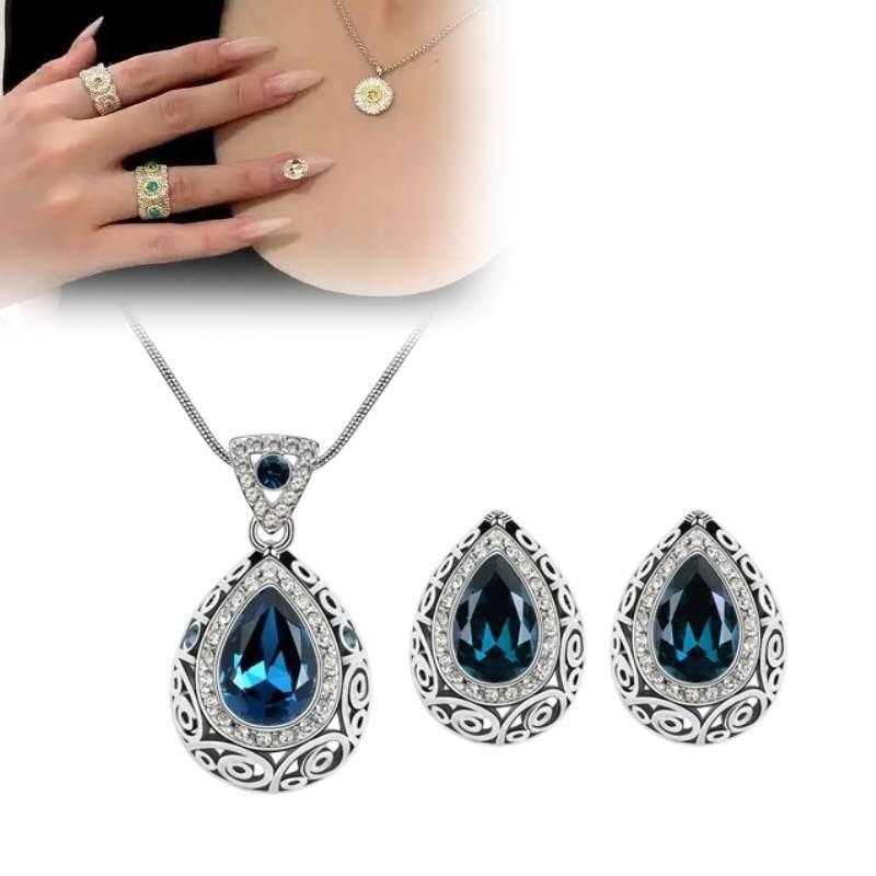 Sparkling Crystal Earring Necklace Collection With Electroplated Finish For Giftgiving