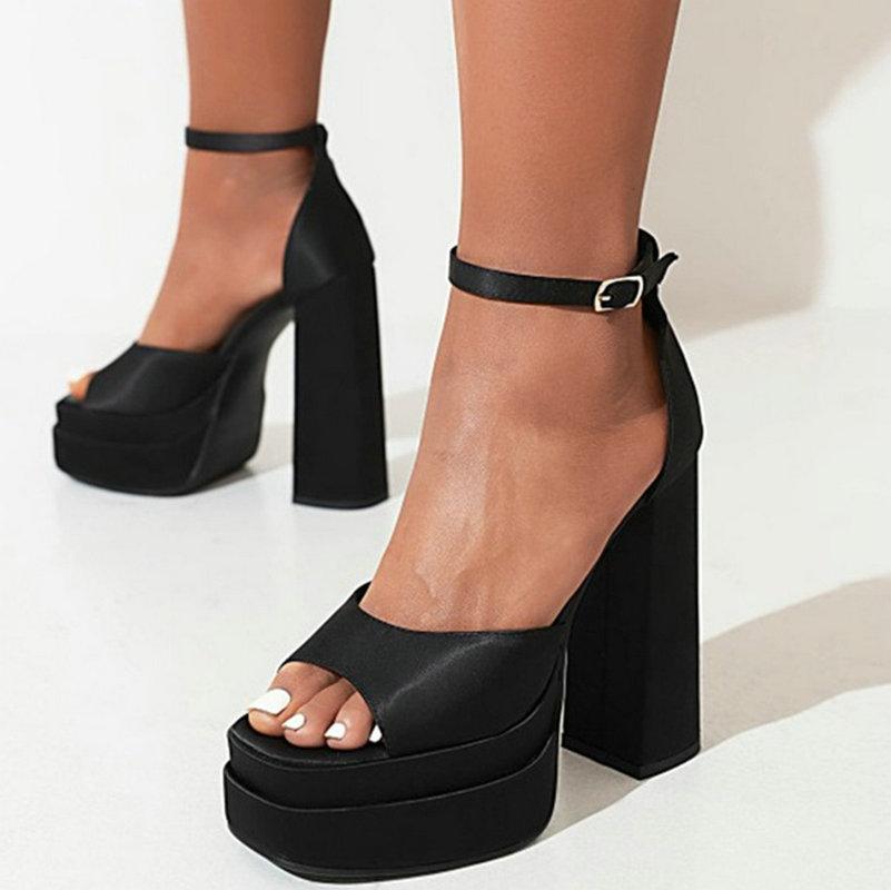 Big Size 2025 Spring New Thick Heel Super High Heel Waterproof Platform Runway Sandals Elegant Banquet Women'S Shoes