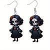 Halloween Themed Black Skull Rose Girl Four Pattern Women Earrings Acrylic