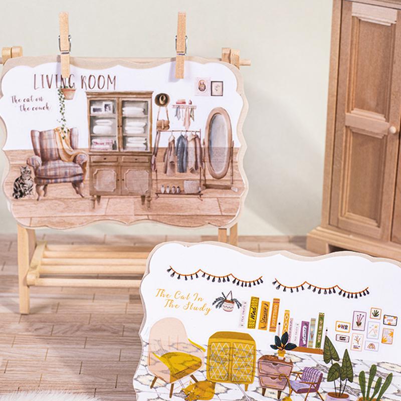 1 bag Cat Home Diary Series Home Landscaping Sticker Book Crapbooking Stickers Gifts for Students Office Supplies Stationery