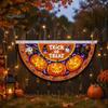 Large Halloween Yard Backdrop Semi Circle Bunting Banner, Pumpkin Bat Porch Decor, Haunted House Party Decor Spooky Festive Hanging Flag for