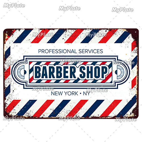 [MyPlate] BARBER BAR Metal Sign Vintage Plaque Tin Sign Plate Wall Decor For Bar Club Man Cave Art Painting Gift
