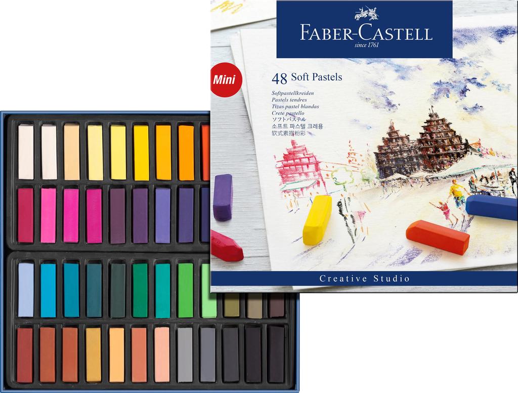 Soft 46 Paper 128248 Japanese Faber-Castell Pastels, Colors, 48-Piece Set, Box, [Official Product]