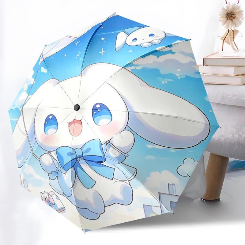 1pc Cloudy Friends: Cute Kawaii Cloud Umbrella with Blue Bow - Automatic Opening & Closing, Foldable Design, Ideal for Fans, Travelers, Everyday Use,